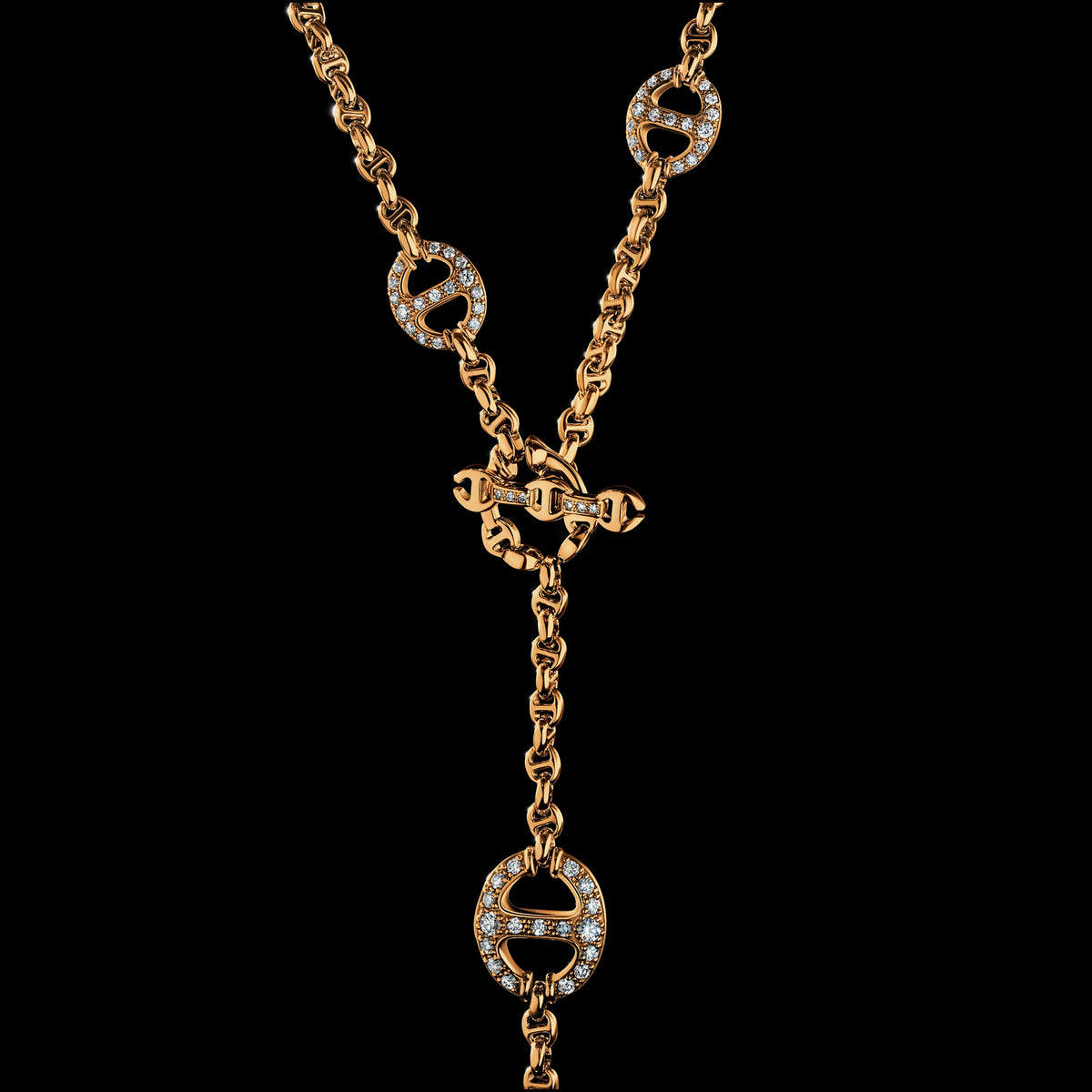 Grand Solo-Link Lariat with Diamonds necklace, toggle closure detail, view 2