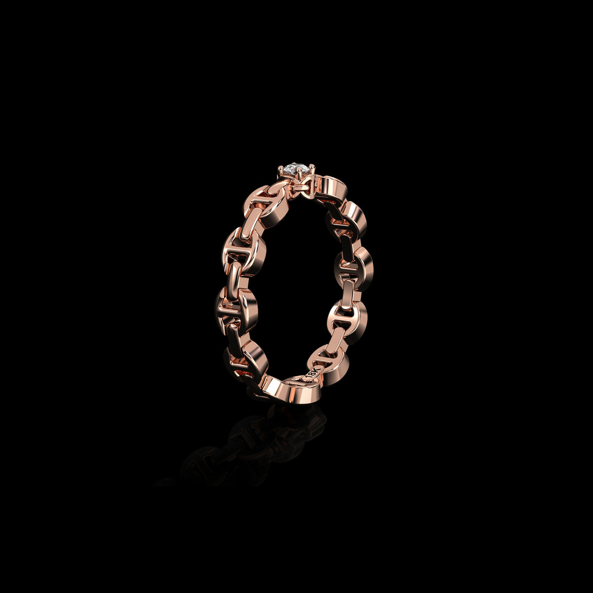 Micro II Single Solitaire with 2.5mm Diamond ring in 18K rose gold, view 2