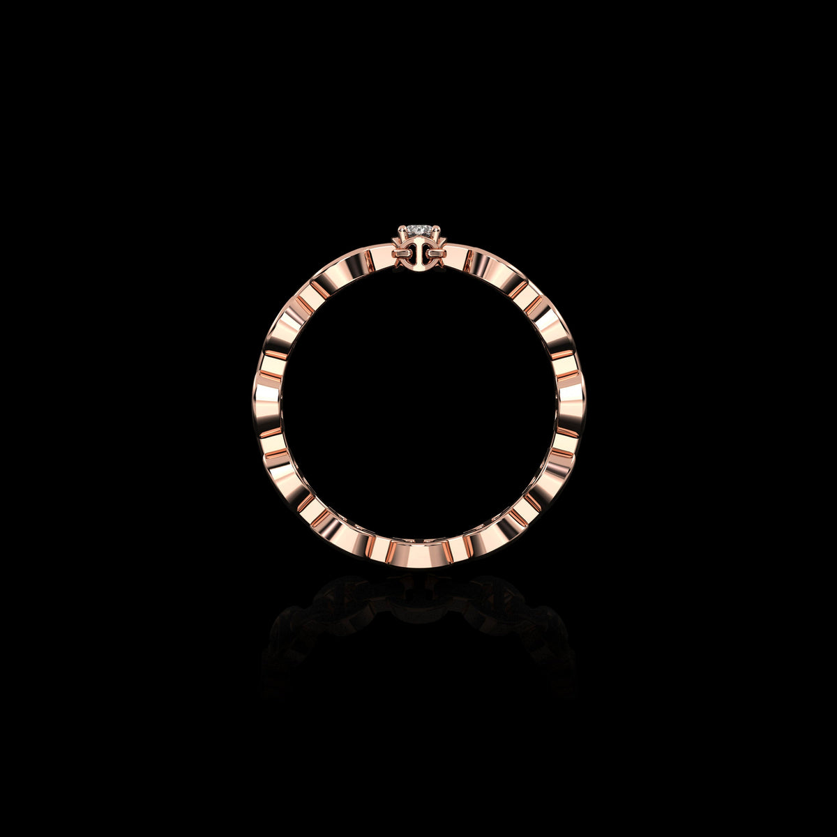 Micro II Single Solitaire with 2.5mm Diamond ring in 18K rose gold, view 3