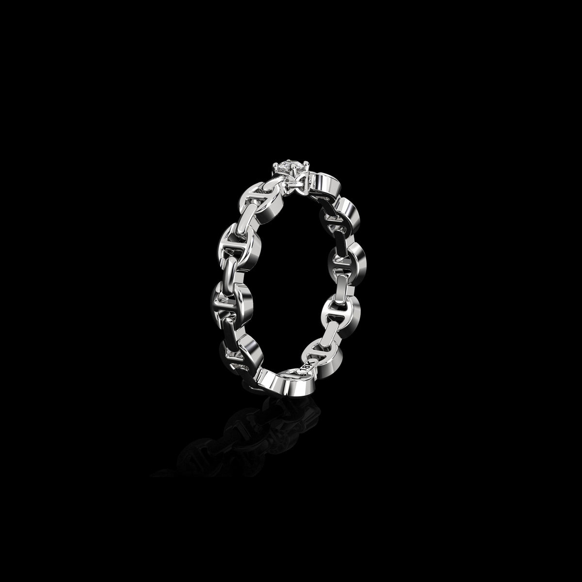 Micro II Single Solitaire with 2.5mm Diamond ring in 18K white gold, view 2