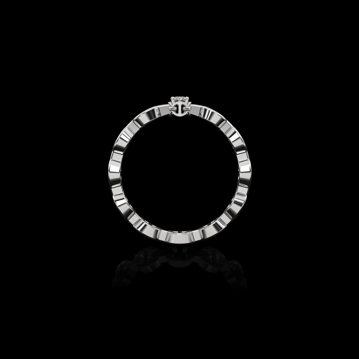 Micro II Single Solitaire with 2.5mm Diamond ring in 18K white gold, view 3