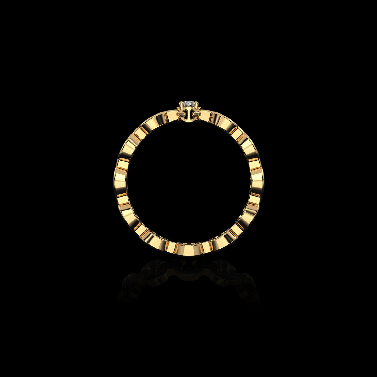 Micro II Single Solitaire with 2.5mm Diamond ring in 18K yellow gold, view 2