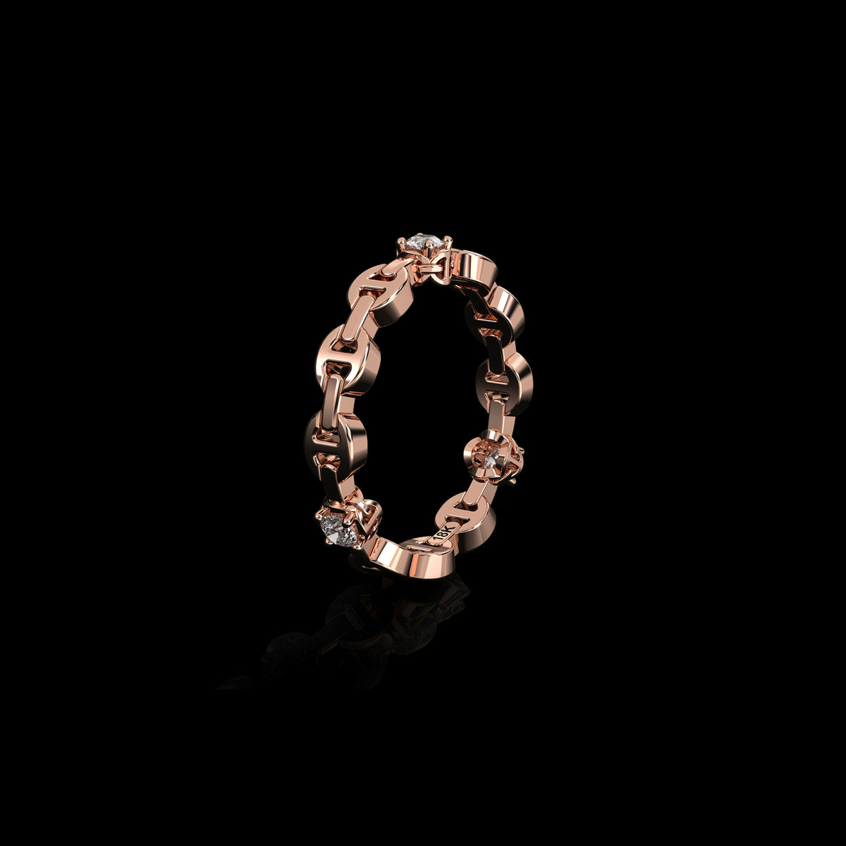 Micro II with 3 Diamonds ring in 18K rose gold, view 2