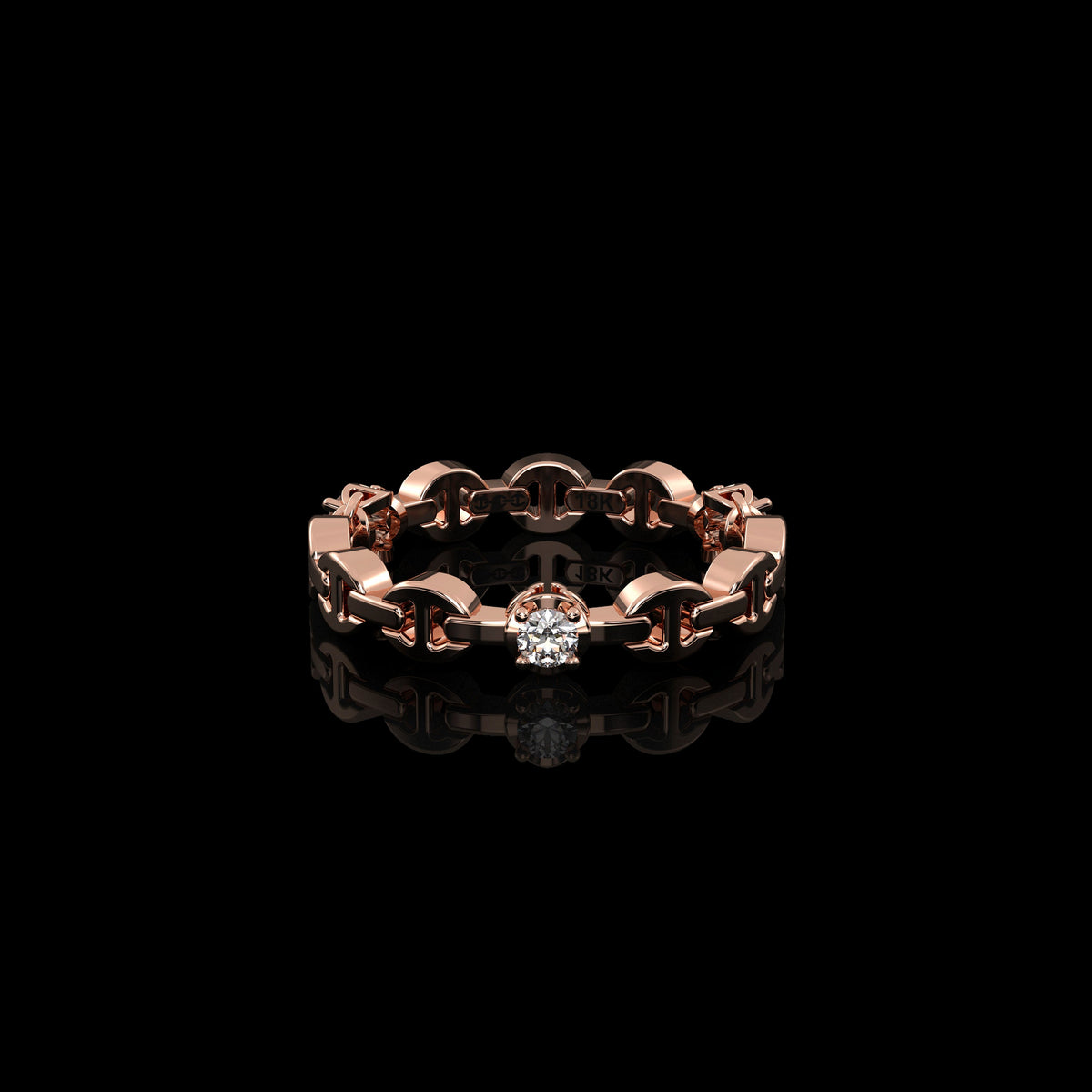 Micro II with 3 Diamonds ring in 18K rose gold