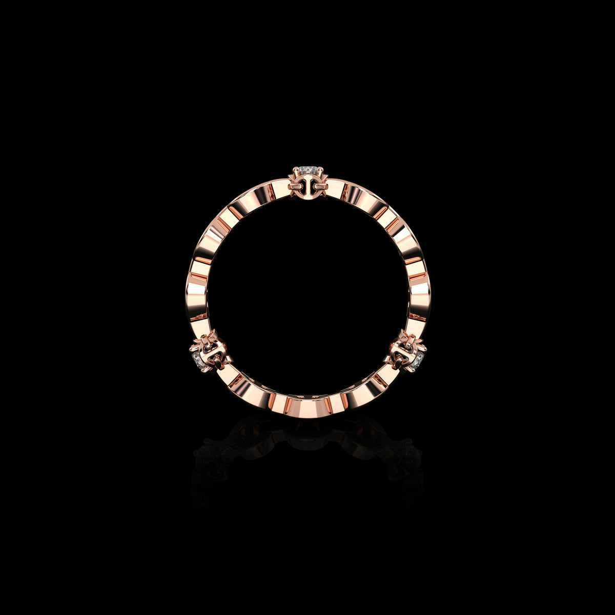 Micro II with 3 Diamonds ring in 18K rose gold, view 3