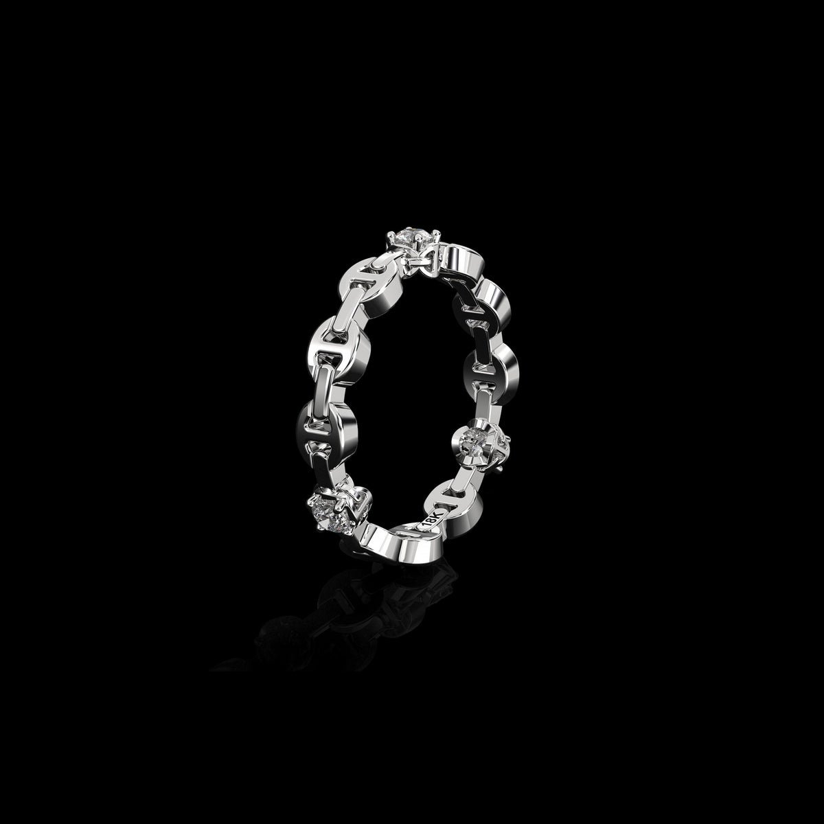 Micro II with 3 Diamonds ring in 18K white gold, view 2