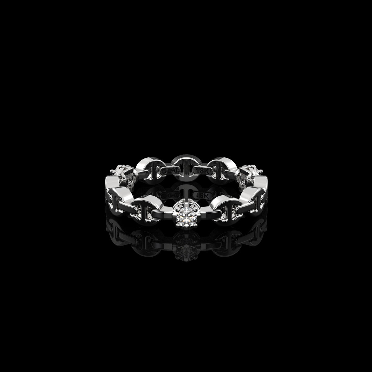 Micro II with 3 Diamonds ring in 18K white gold