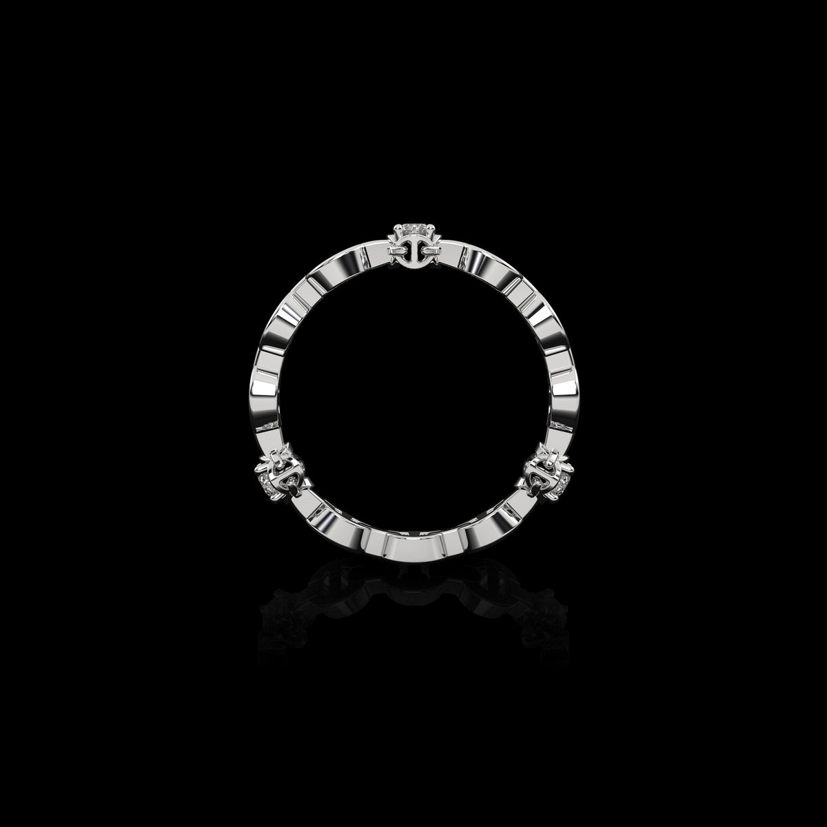 Micro II with 3 Diamonds ring in 18K white gold, view 3