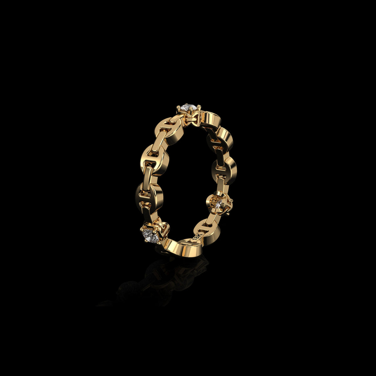 Micro II with 3 Diamonds ring in 18K yellow gold