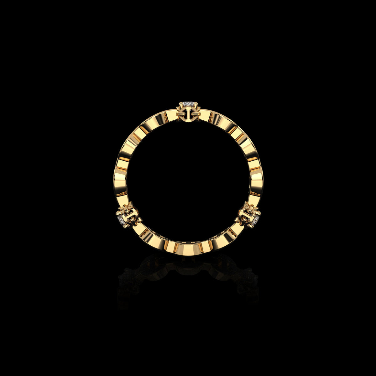Micro II with 3 Diamonds ring in 18K yellow gold, view 2