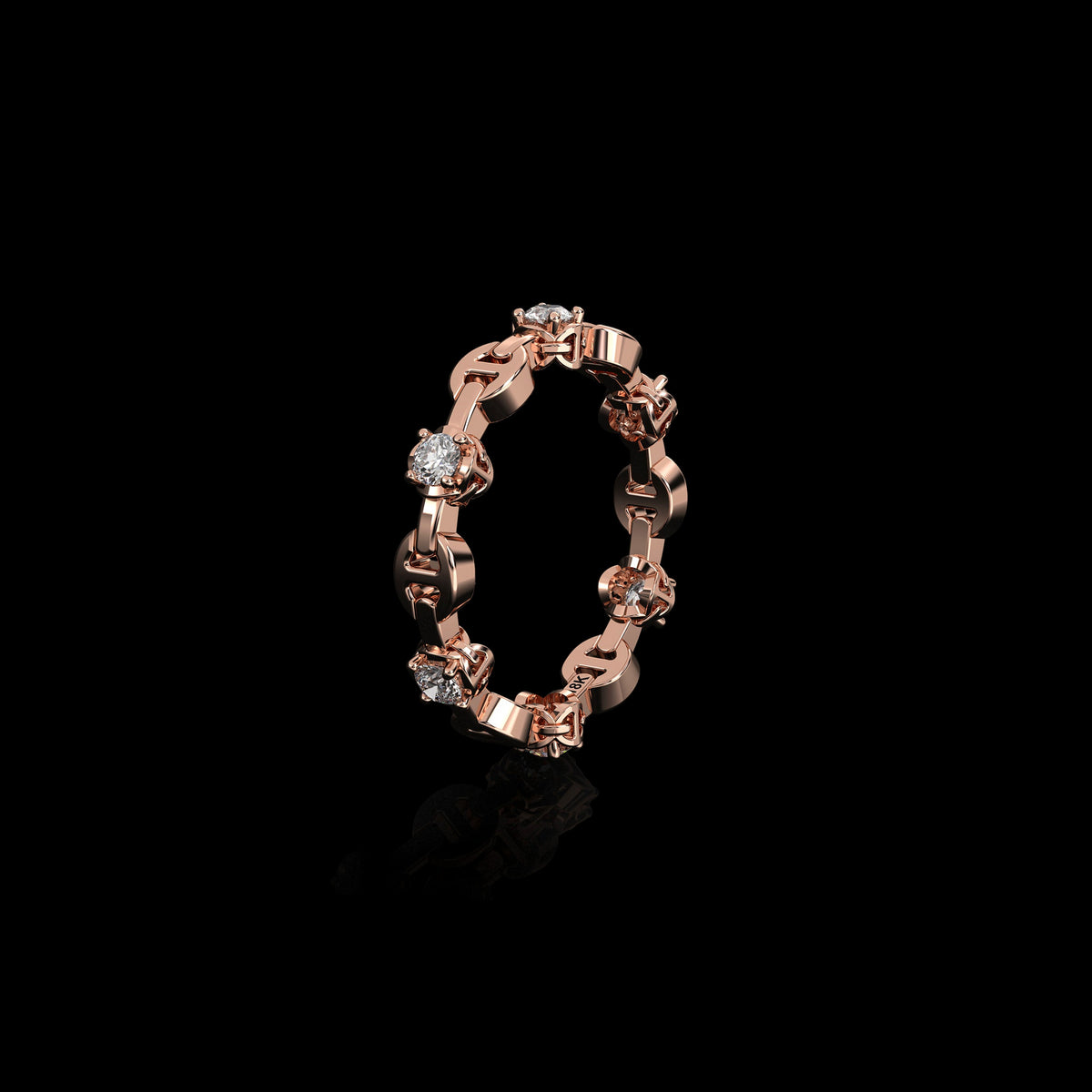 Micro II with 6 Diamonds ring in 18K rose gold, view 2