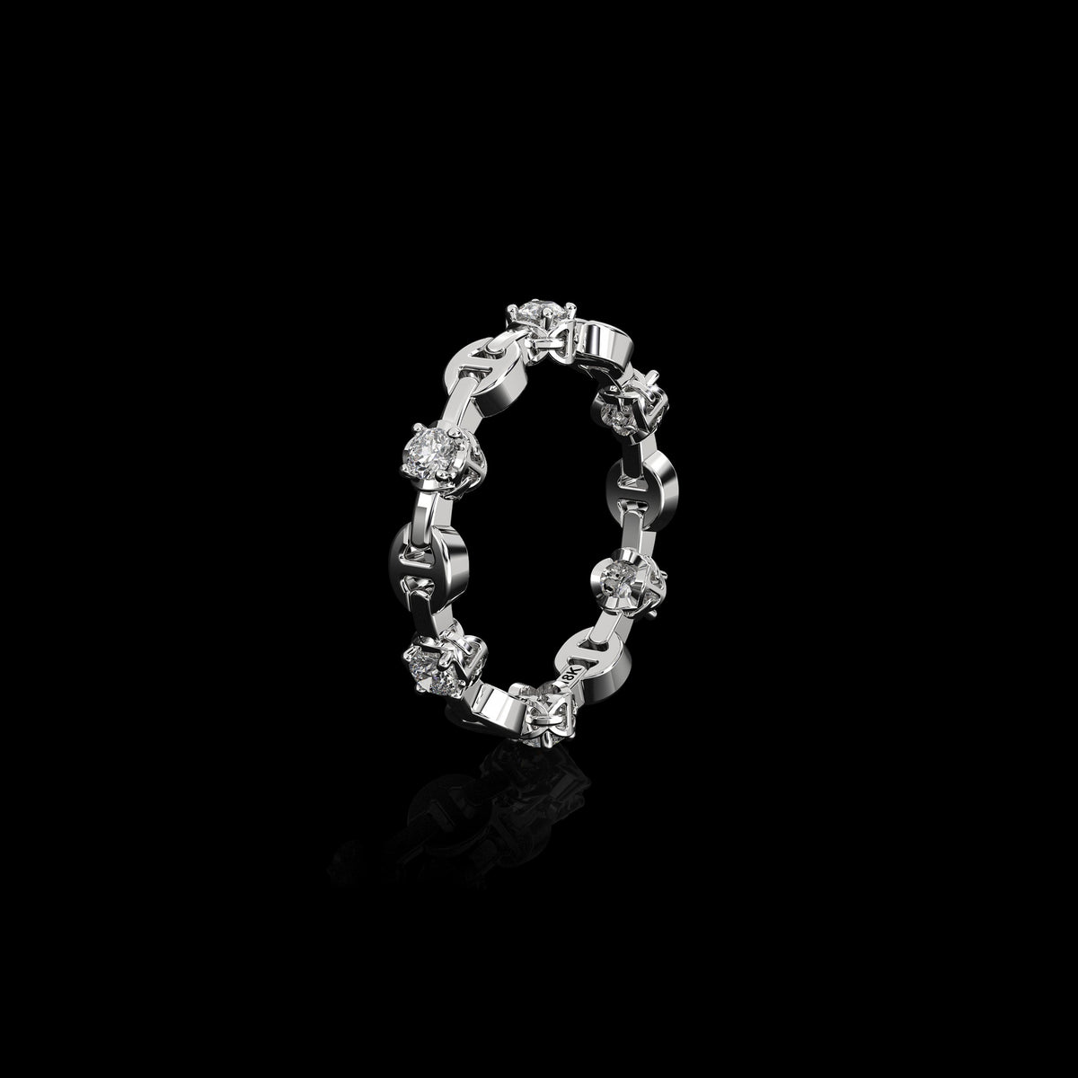 Micro II with 6 Diamonds ring in 18K white gold, view 2