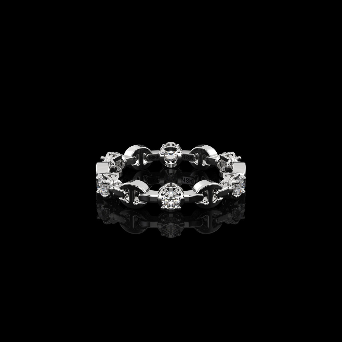 Micro II with 6 Diamonds ring in 18K white gold