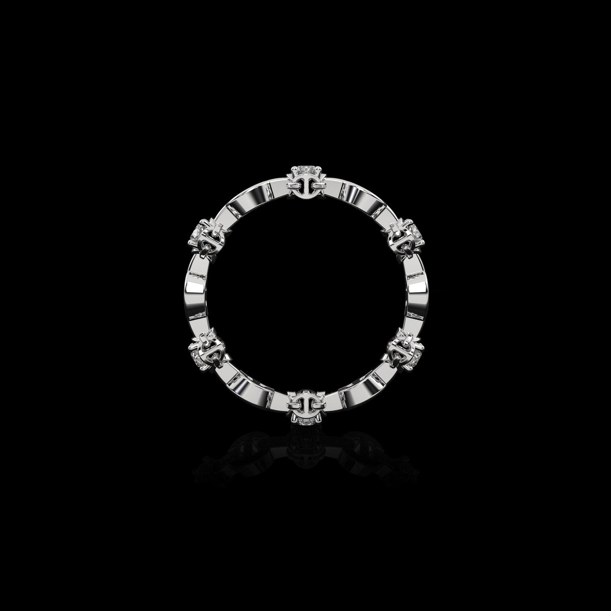 Micro II with 6 Diamonds ring in 18K white gold, view 3
