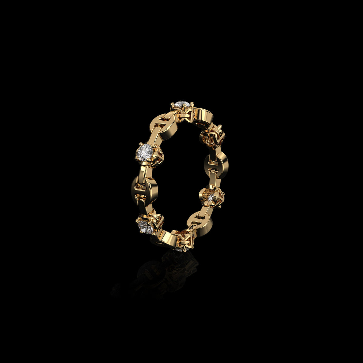 Micro II with 6 Diamonds ring in 18K yellow gold