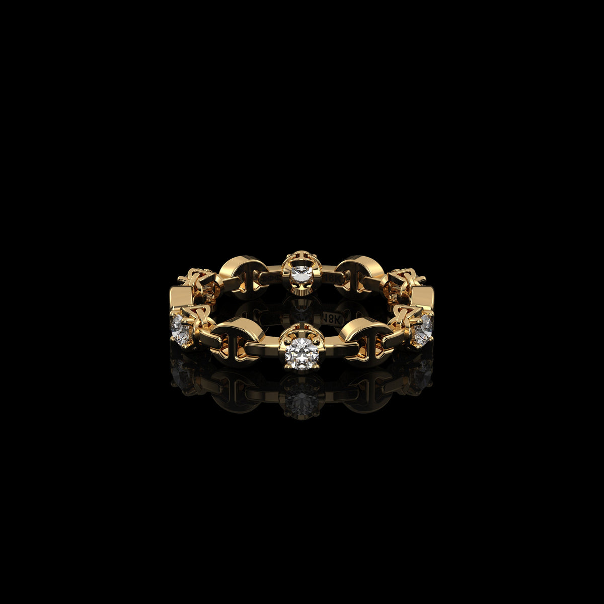 Micro II with 6 Diamonds ring in 18K yellow gold by HOORSENBUHS®