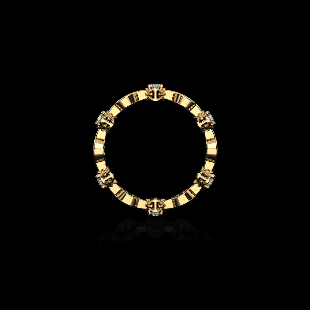 Micro II with 6 Diamonds ring in 18K yellow gold, view 2
