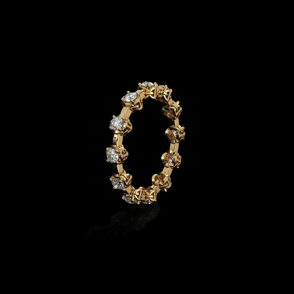 Micro II with 12 Diamonds ring in 18K yellow gold