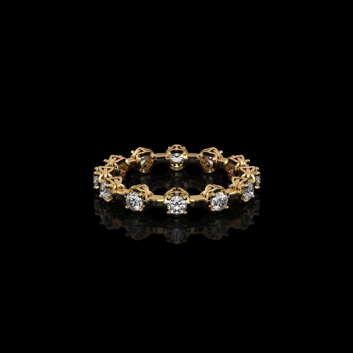 Micro II with 12 Diamonds ring in 18K yellow gold by HOORSENBUHS®