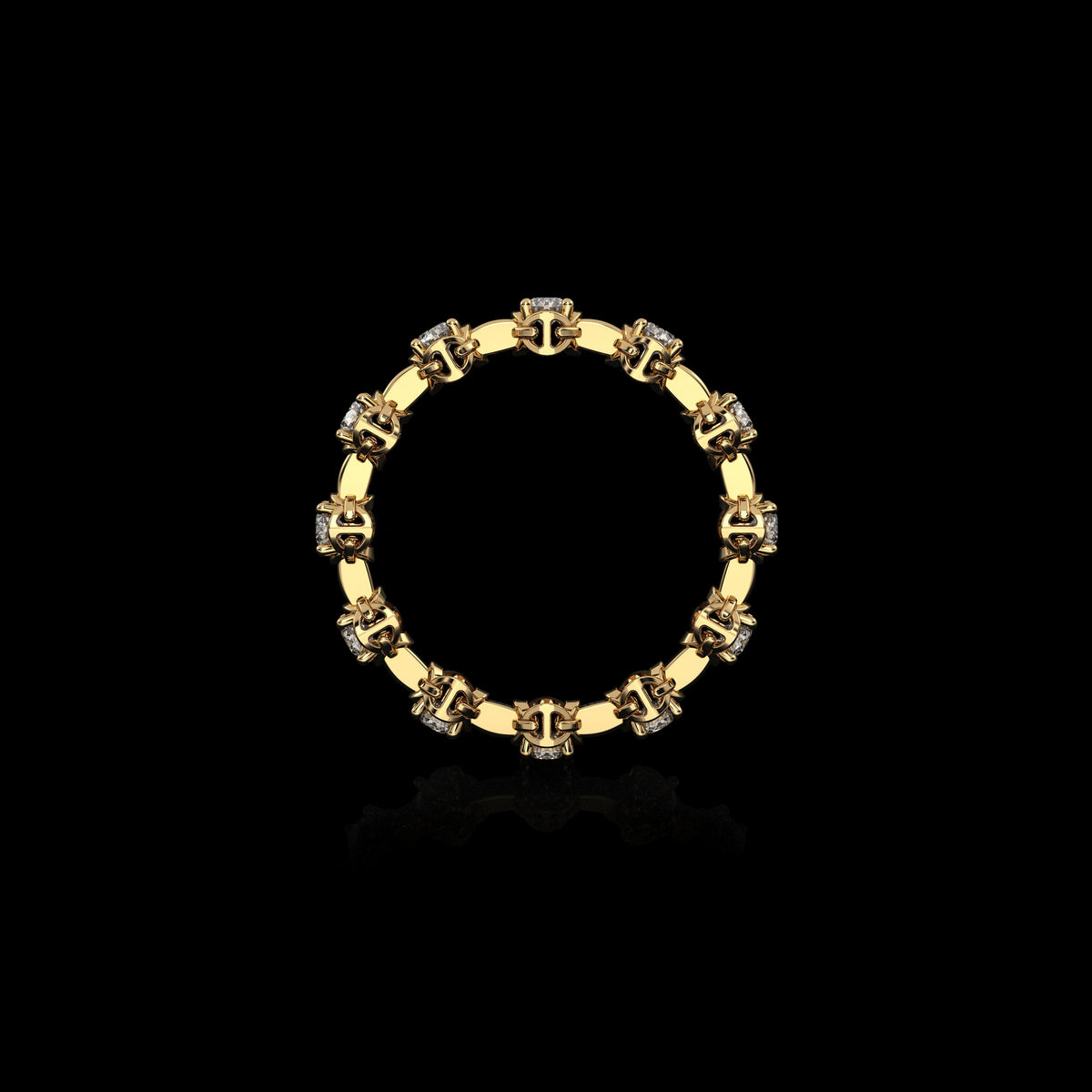 Micro II with 12 Diamonds ring in 18K yellow gold, view 2