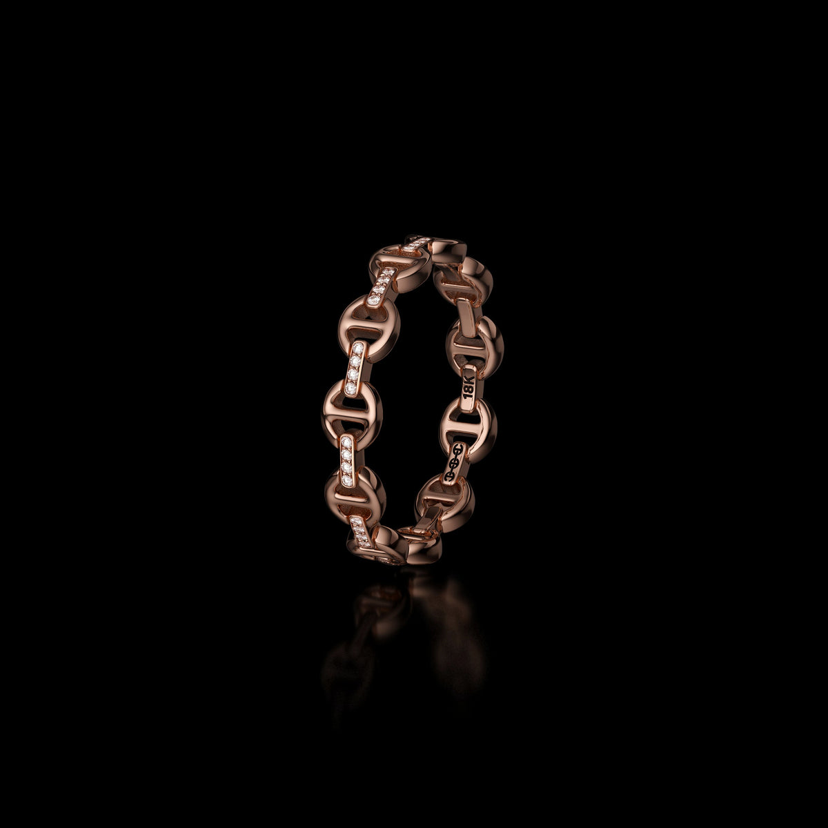 Micro II with Diamond Bridges ring in 18K rose gold, upright view
