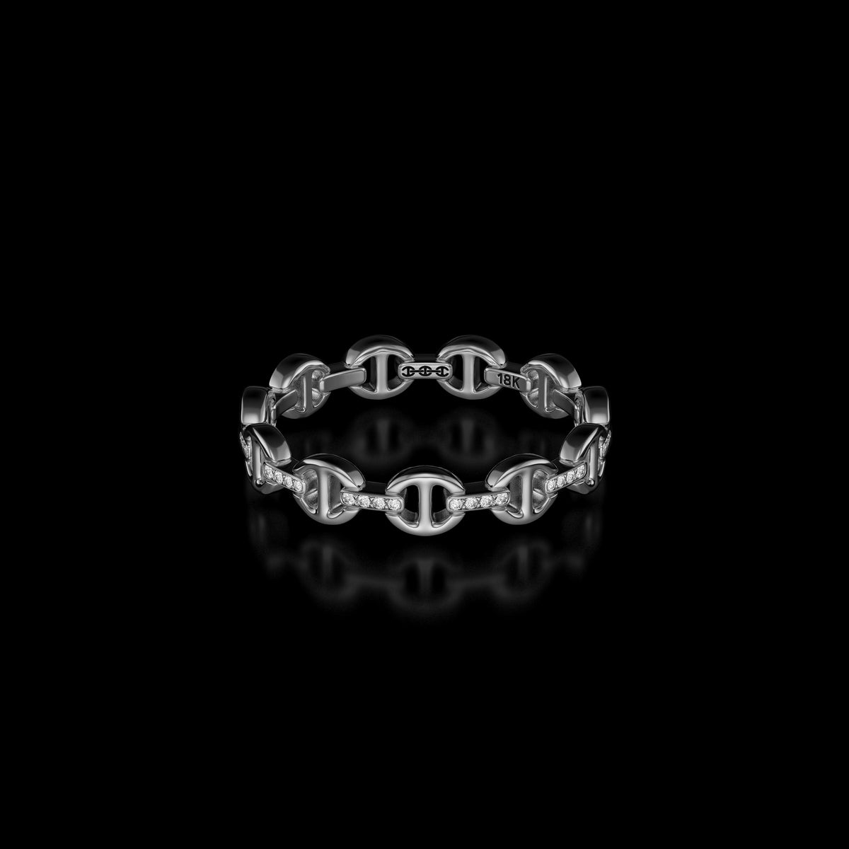 Micro II with Diamond Bridges ring in 18K white gold