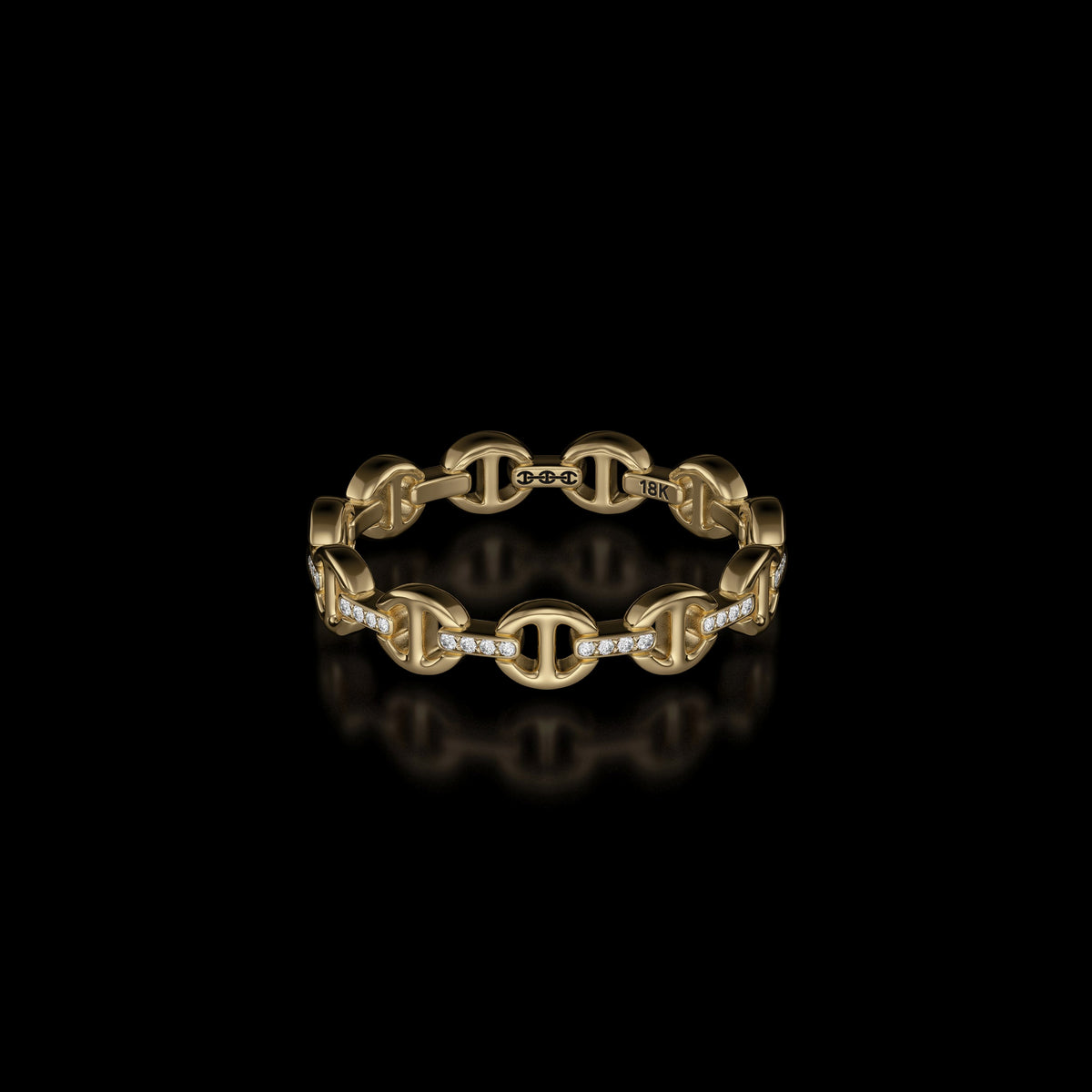 Micro II with Diamond Bridges ring in 18K yellow gold by HOORSENBUHS®