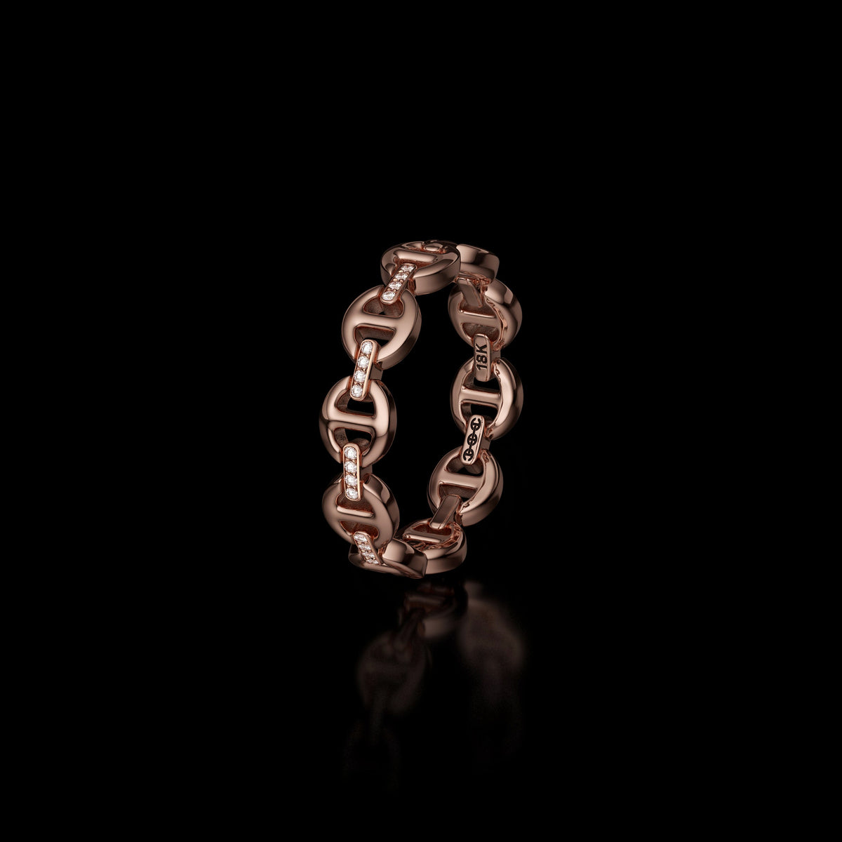 Micro III with Diamond Bridges ring in 18K rose gold, upright view