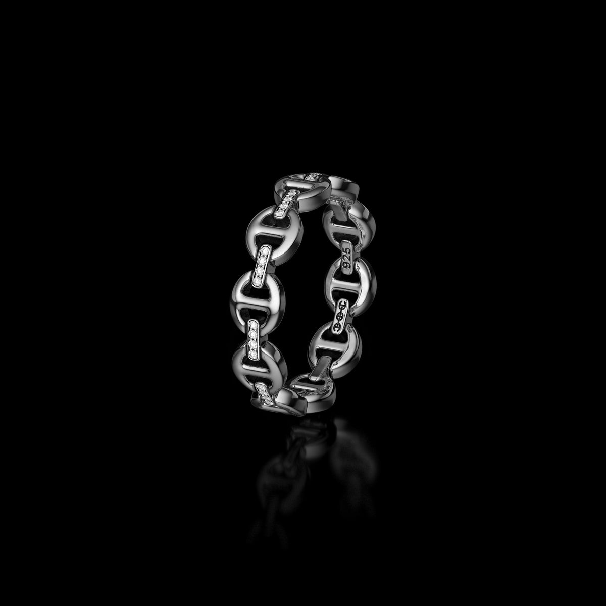 Micro III with Diamond Bridges ring in sterling silver, upright view