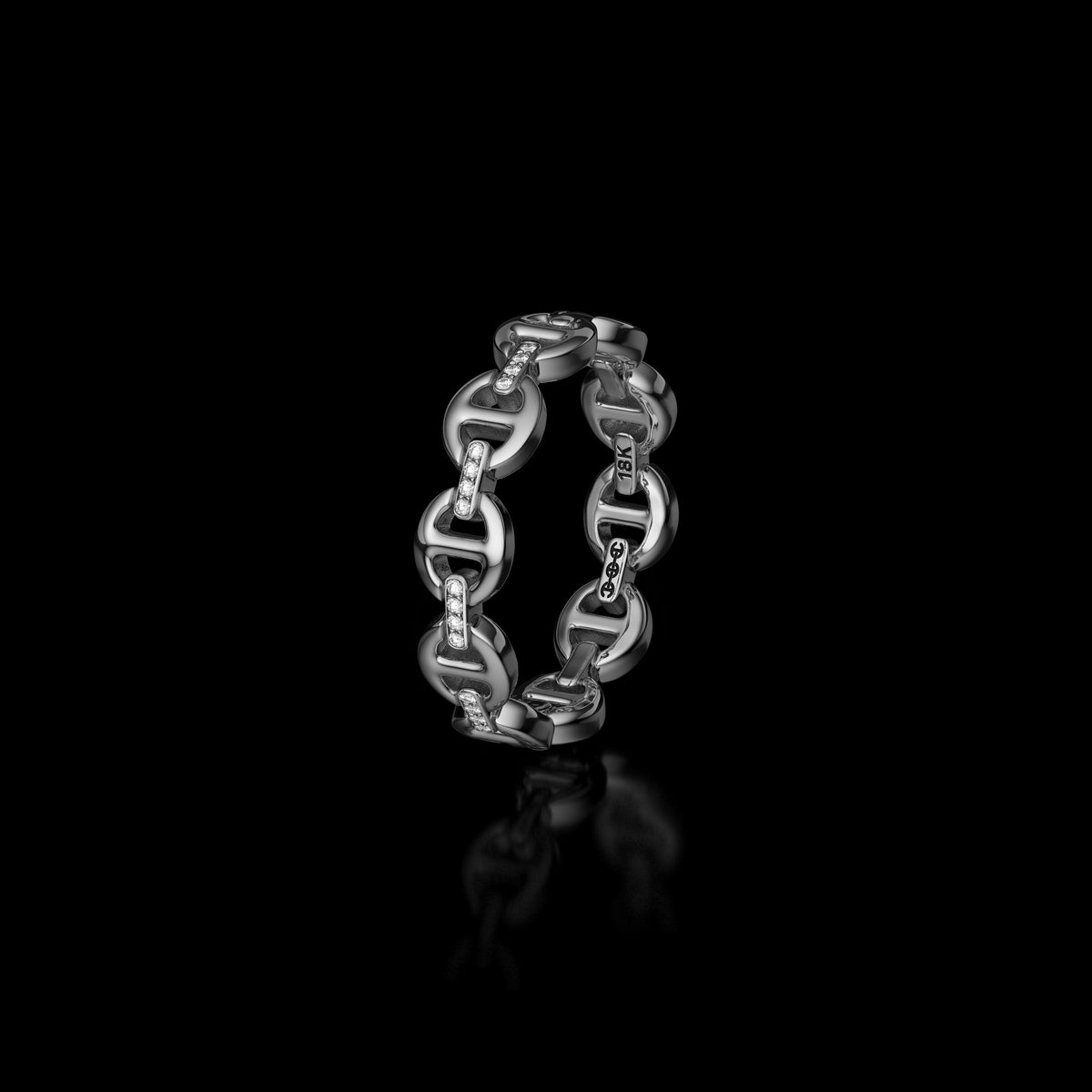 Micro III with Diamond Bridges ring in 18K white gold, upright view