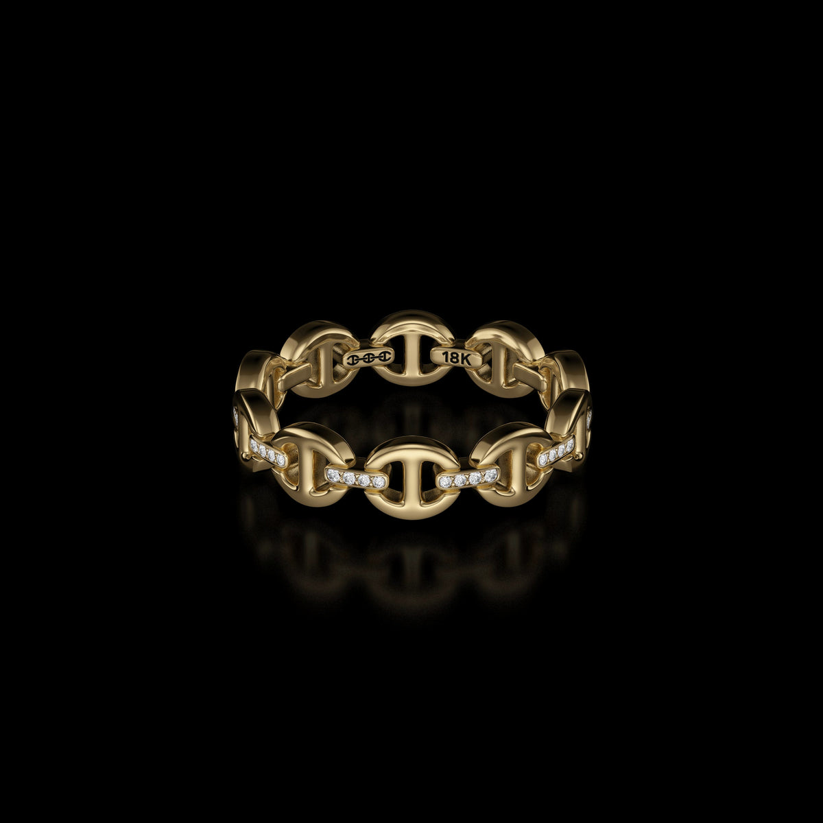 Micro III with Diamond Bridges ring in 18K yellow gold by HOORSENBUHS®