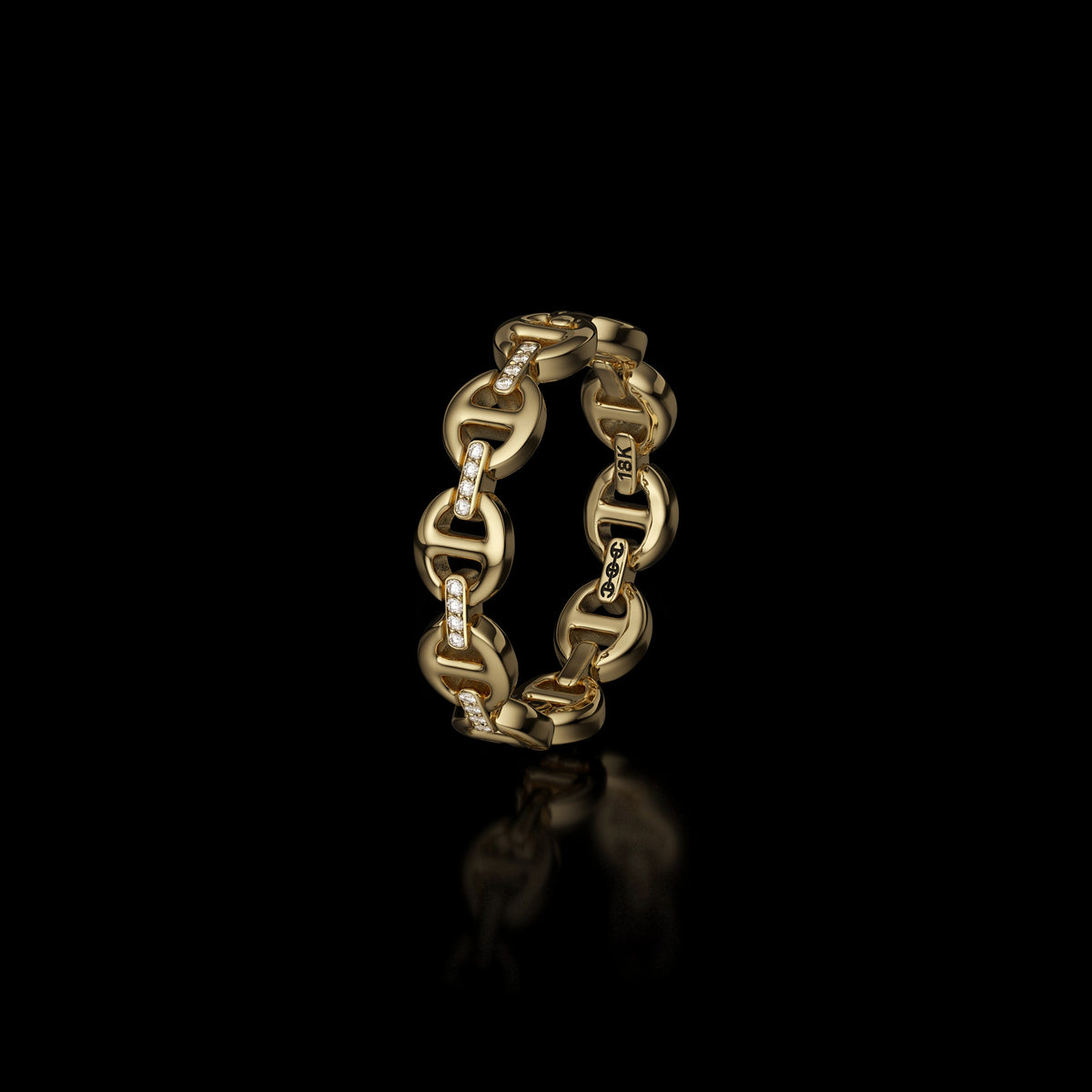Micro III with Diamond Bridges ring in 18K yellow gold, upright view