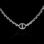10mm Single Station Necklace with Diamonds - 16" in 18K white gold, view 2