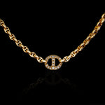 10mm Single Station Necklace with Diamonds - 16" in 18K yellow gold, view 2