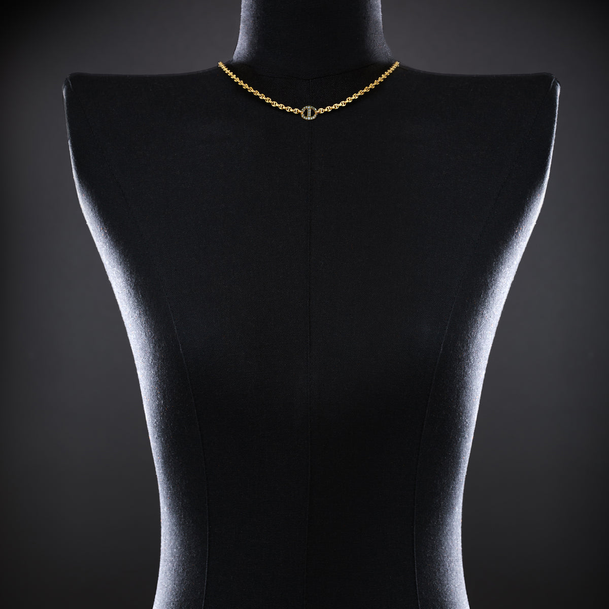10mm Single Station Necklace with Diamonds - 16" in 18K yellow gold