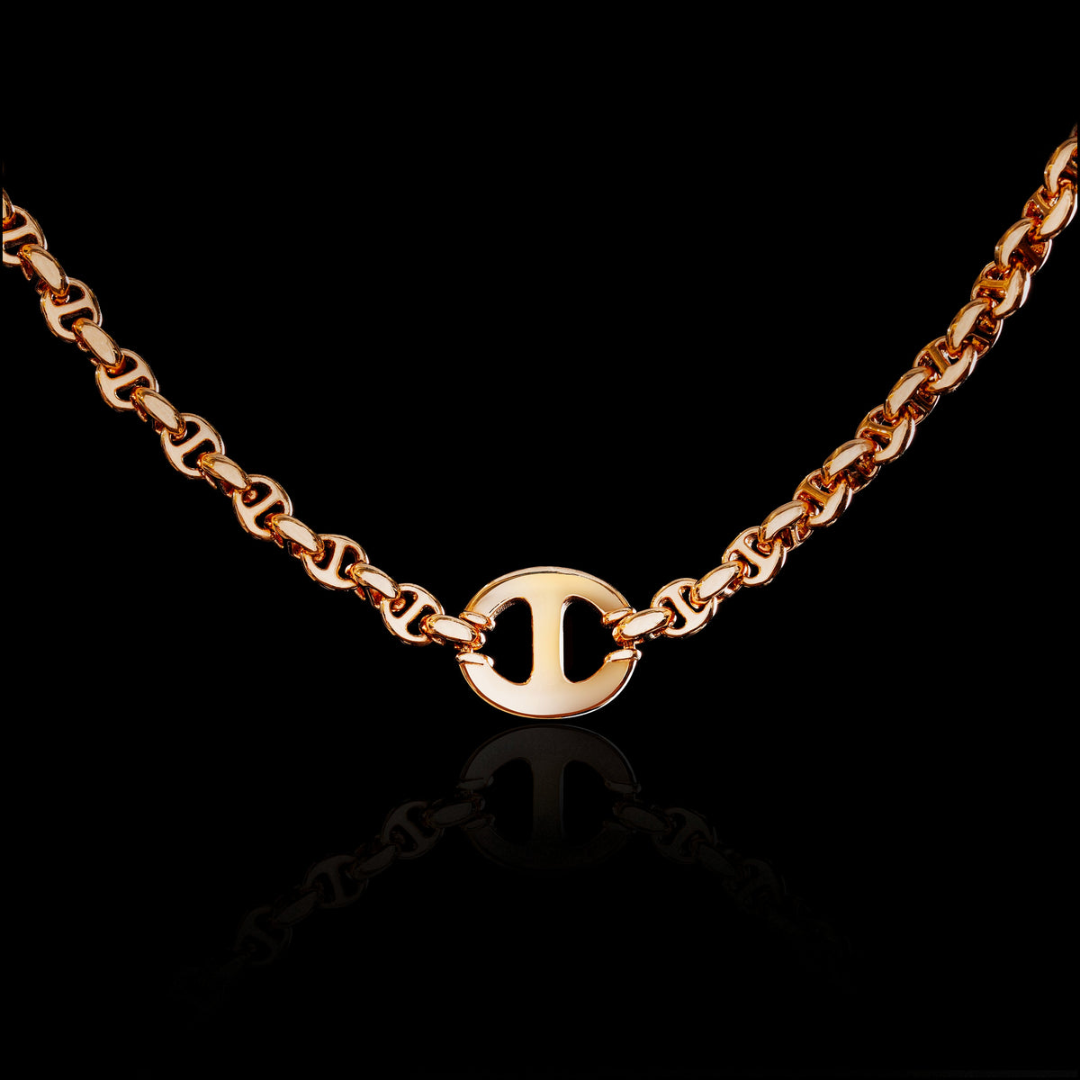 10MM Single Station Necklace 16" in 18K rose gold, view 2