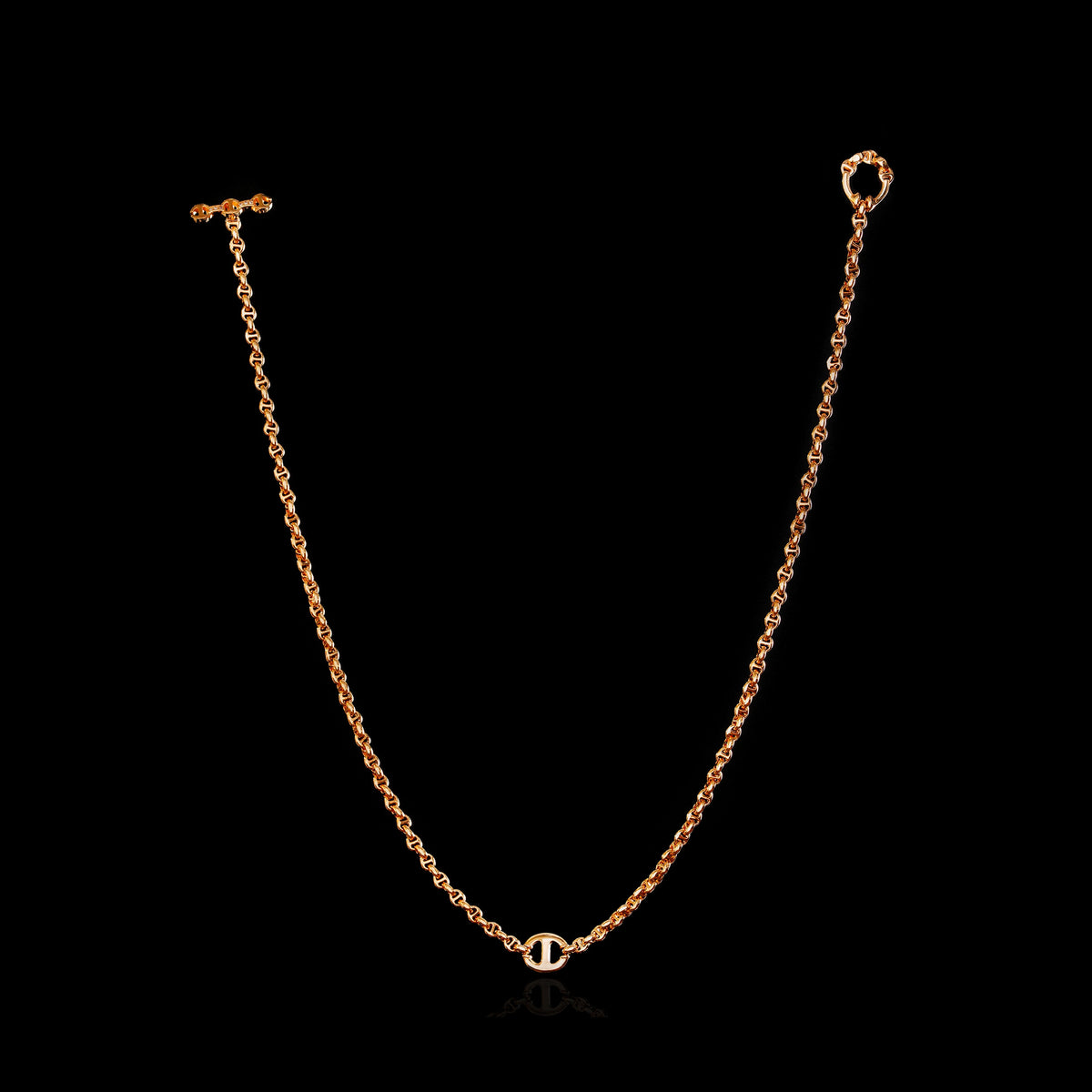 10MM Single Station Necklace 16" in 18K rose gold, back view