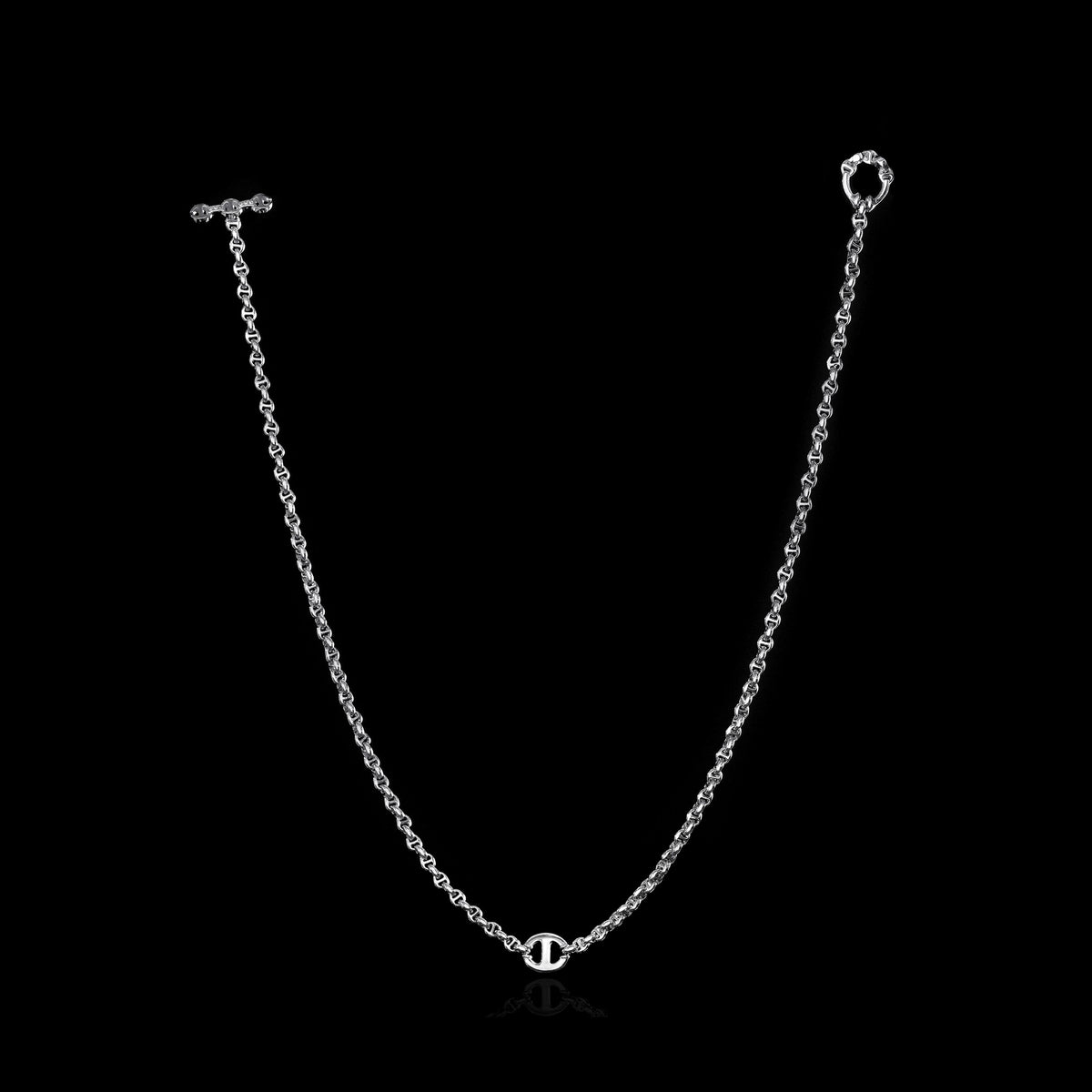 10MM Single Station Necklace 16" in 18K white gold, back view