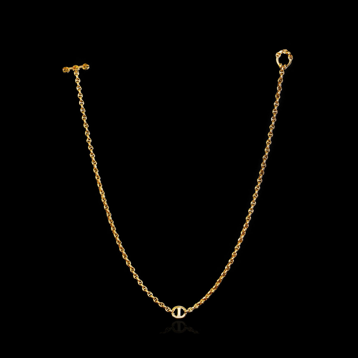 10MM Single Station Necklace 16" in 18K yellow gold by HOORSENBUHS®, back view