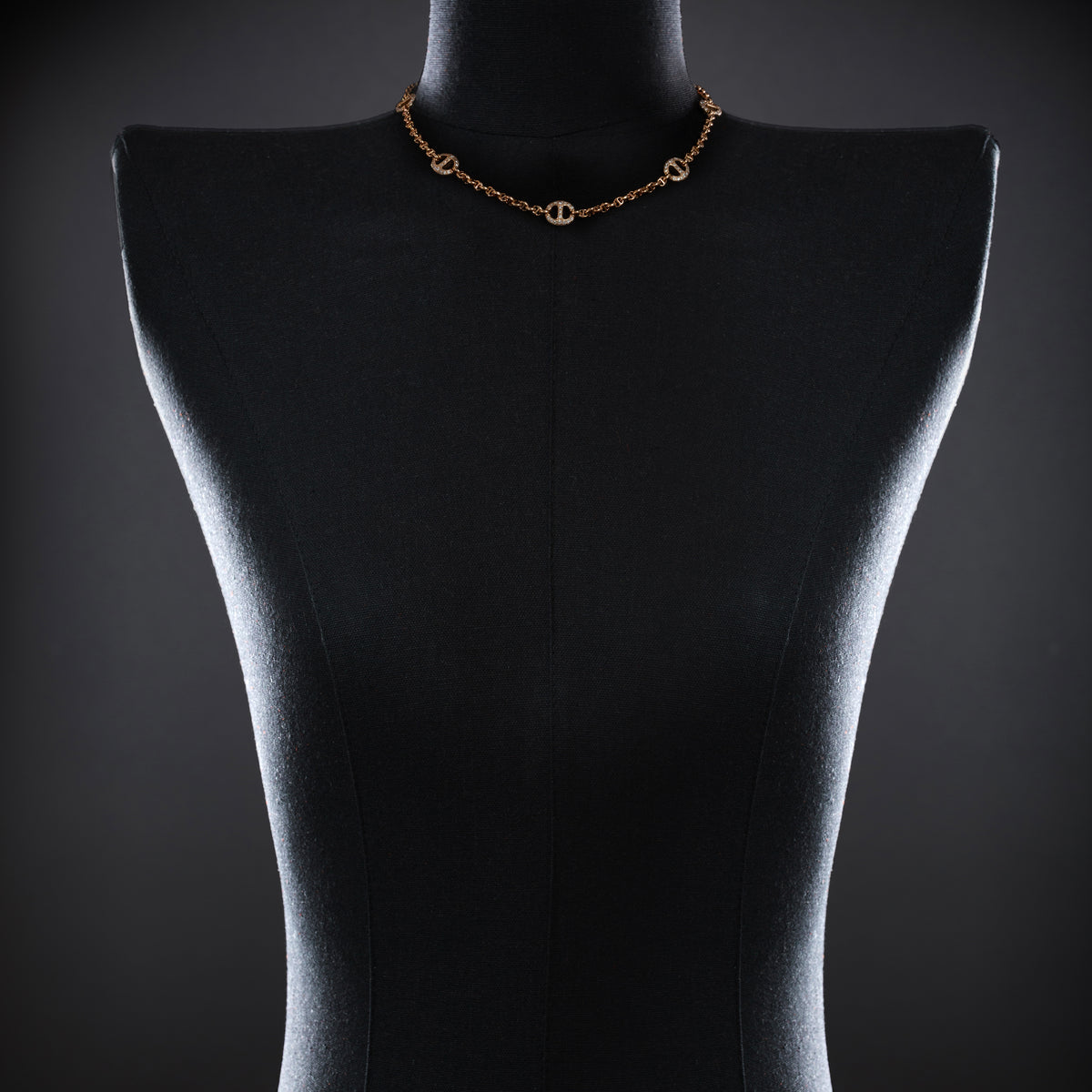 Micro Open-Link™ Necklace with 7, 10mm Stations - 16" in 18K rose gold