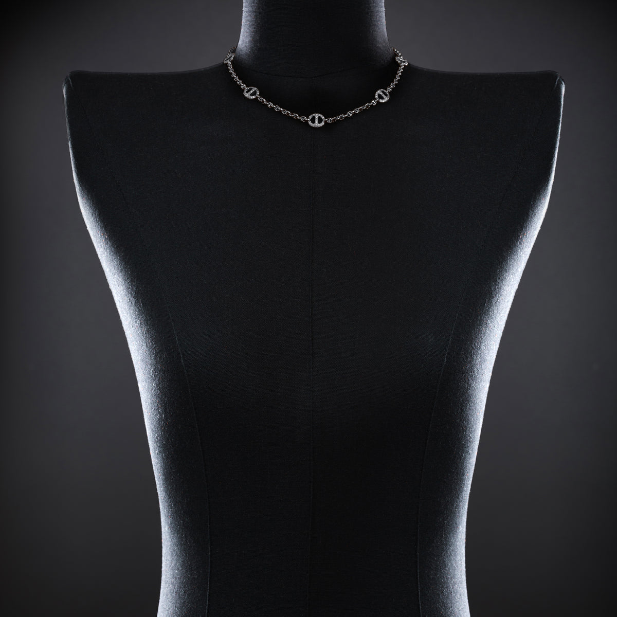 Micro Open-Link™ Necklace with 7, 10mm Stations - 16" in 18K white gold