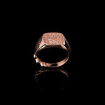Rectangle Signet Ring with Diamonds in 18K rose gold