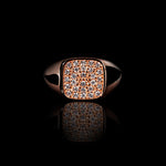 Rectangle Signet Ring with Diamonds in 18K rose gold, view 2