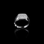 Rectangle Signet Ring with Diamonds in 18K white gold
