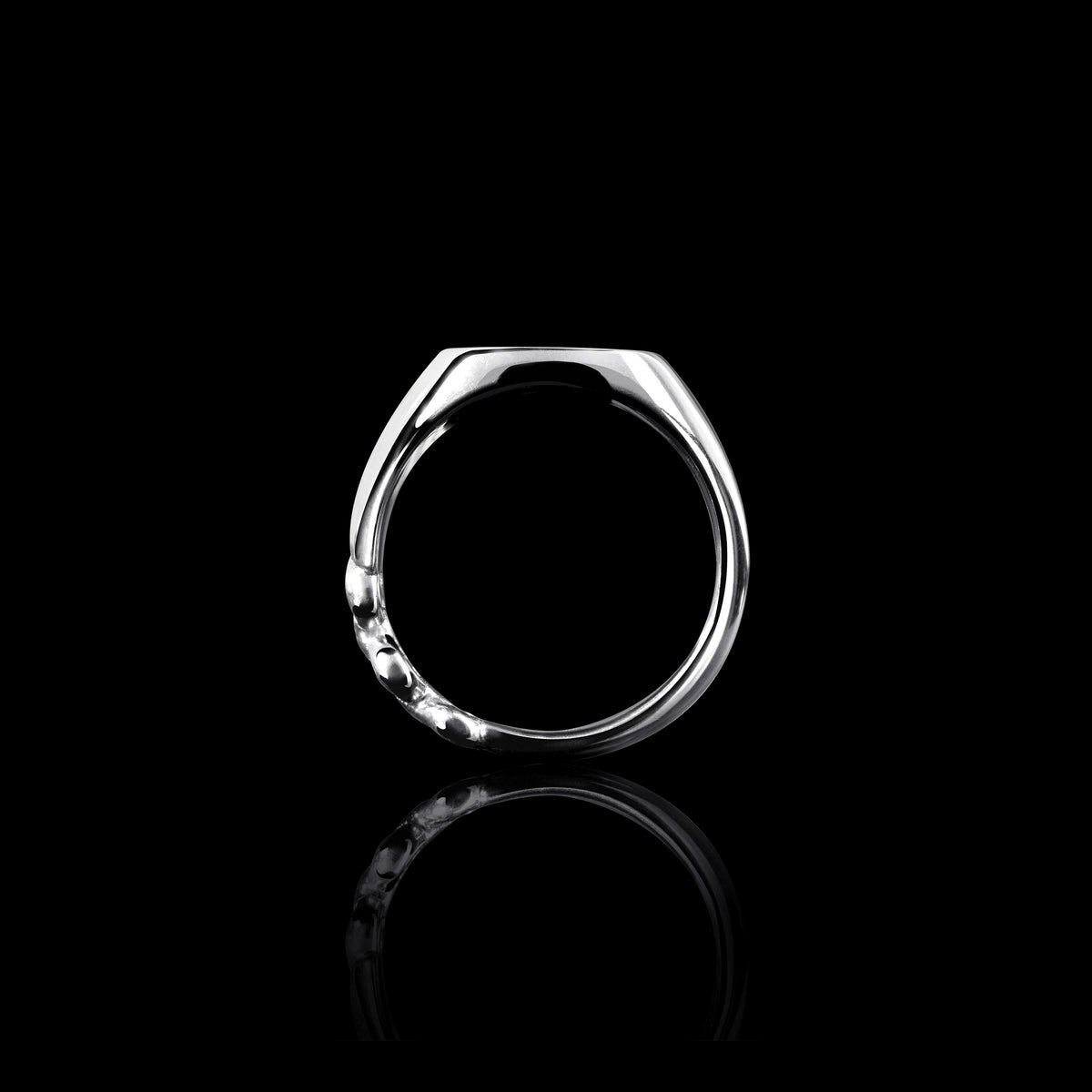 Rectangle Signet Ring in 18K white gold, view 2