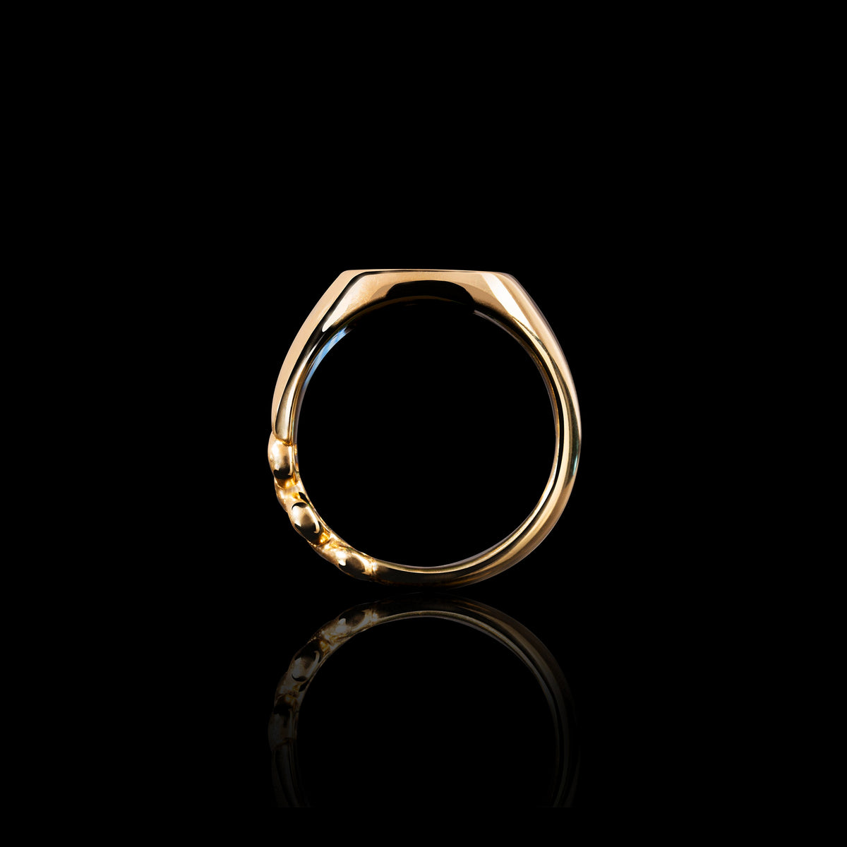 Rectangle Signet Ring with Diamonds in 18K yellow gold, view 2