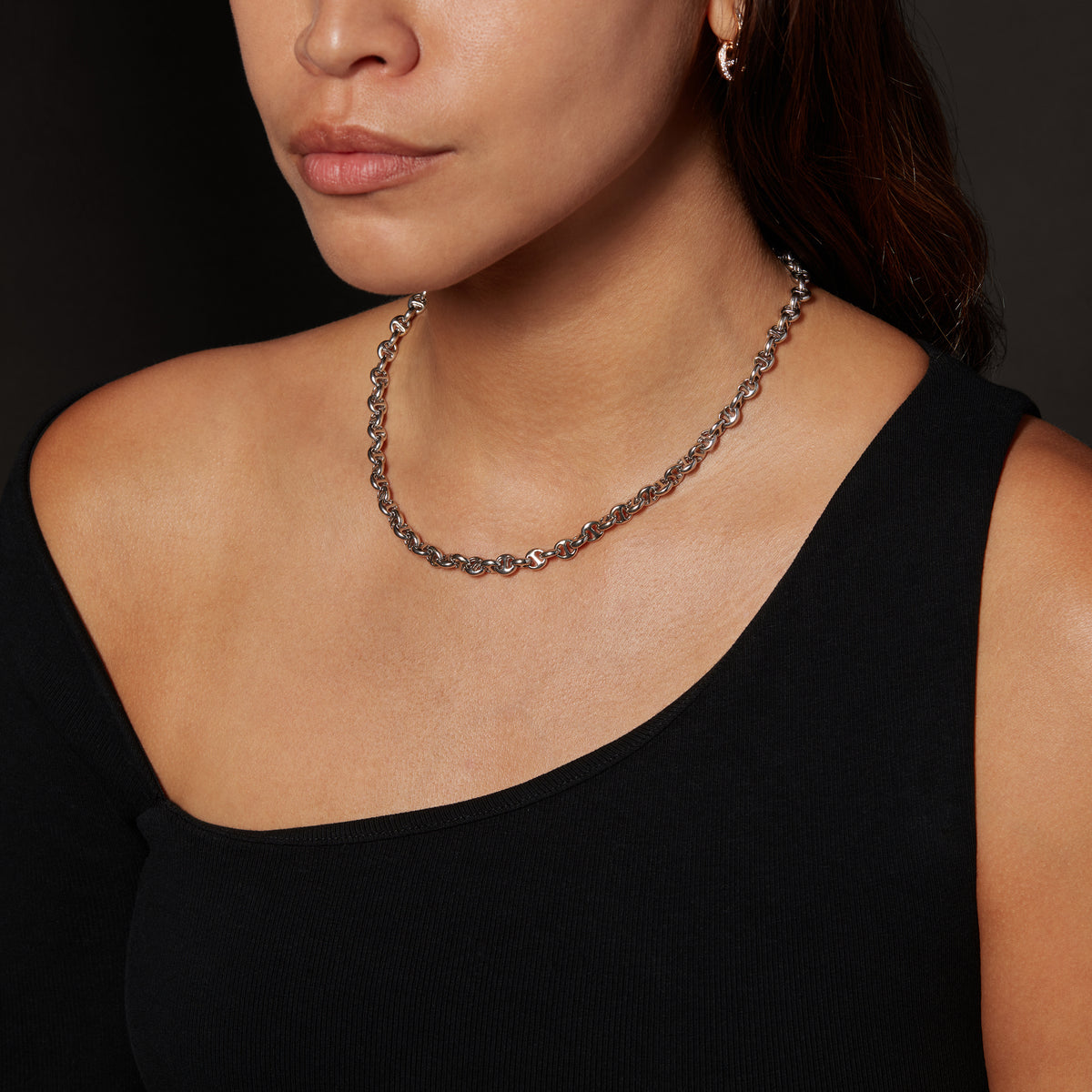 5mm Open-Link™ Necklace - 16" in sterling silver, detail