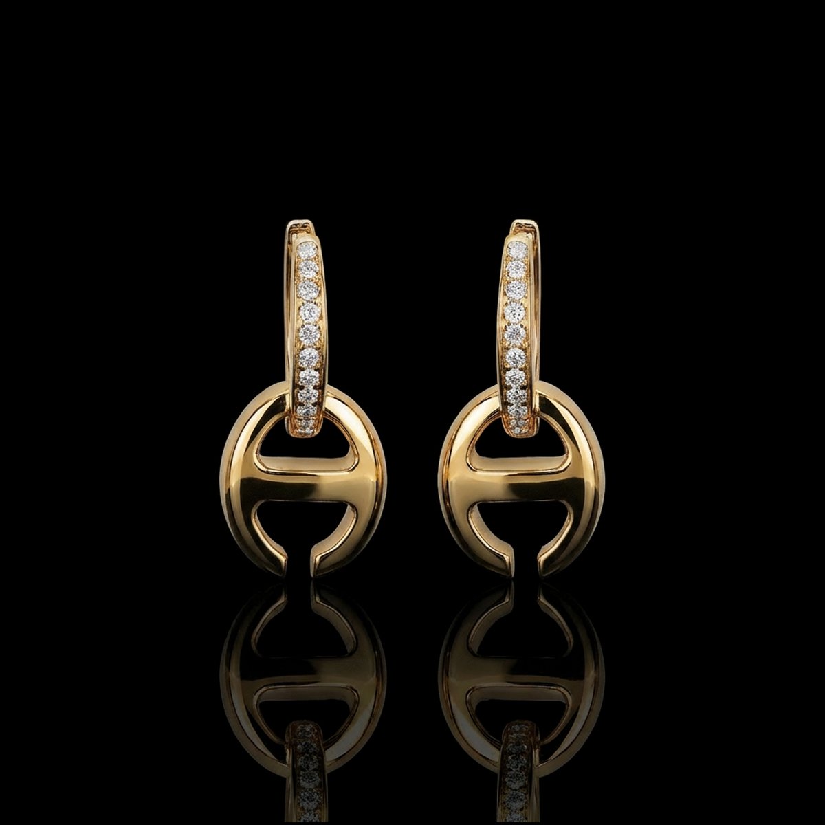 Klaasp Drop Earrings with Diamond Pavé in 18K gold by HOORSENBUHS®