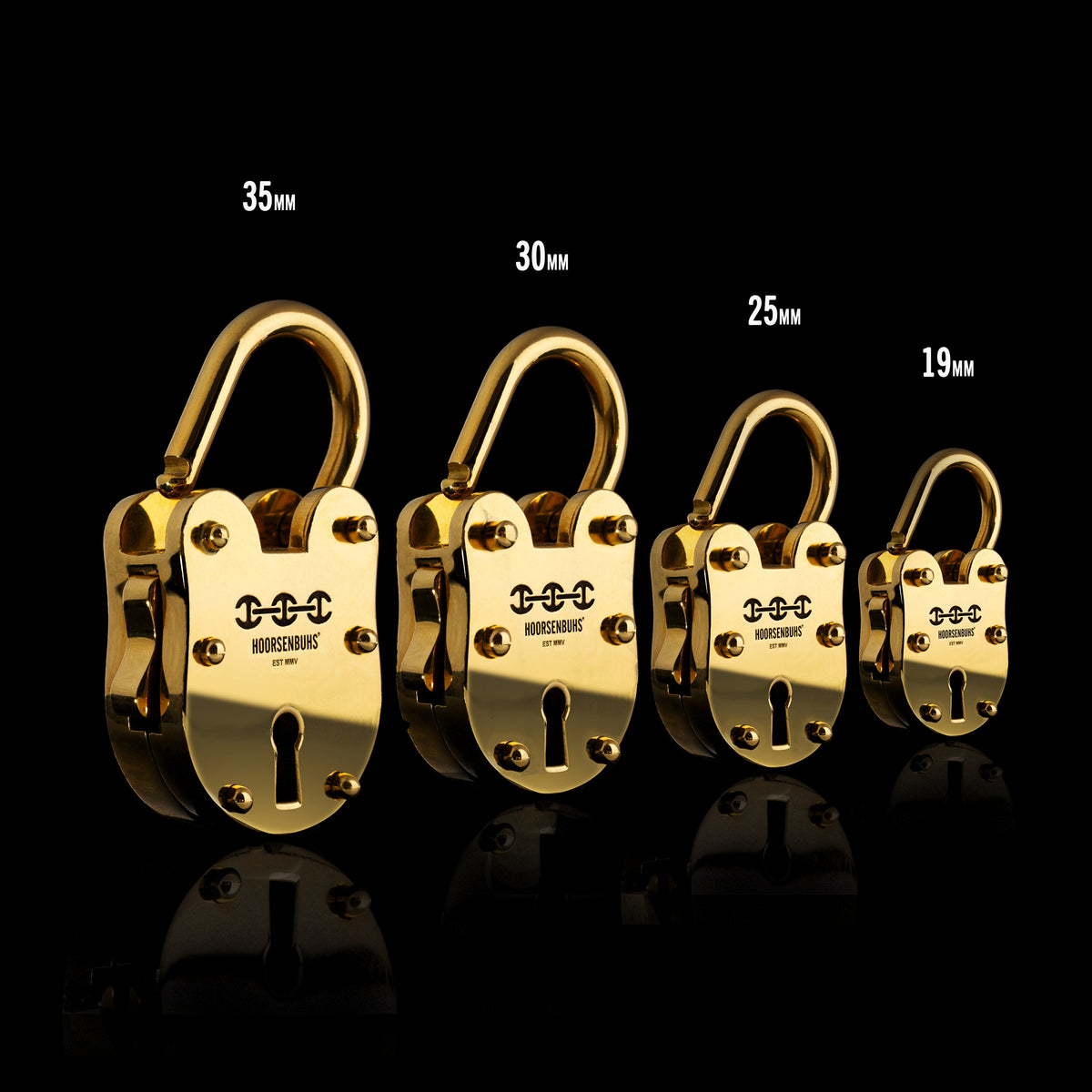 19mm Lock pendant in 18K gold, detail diagram