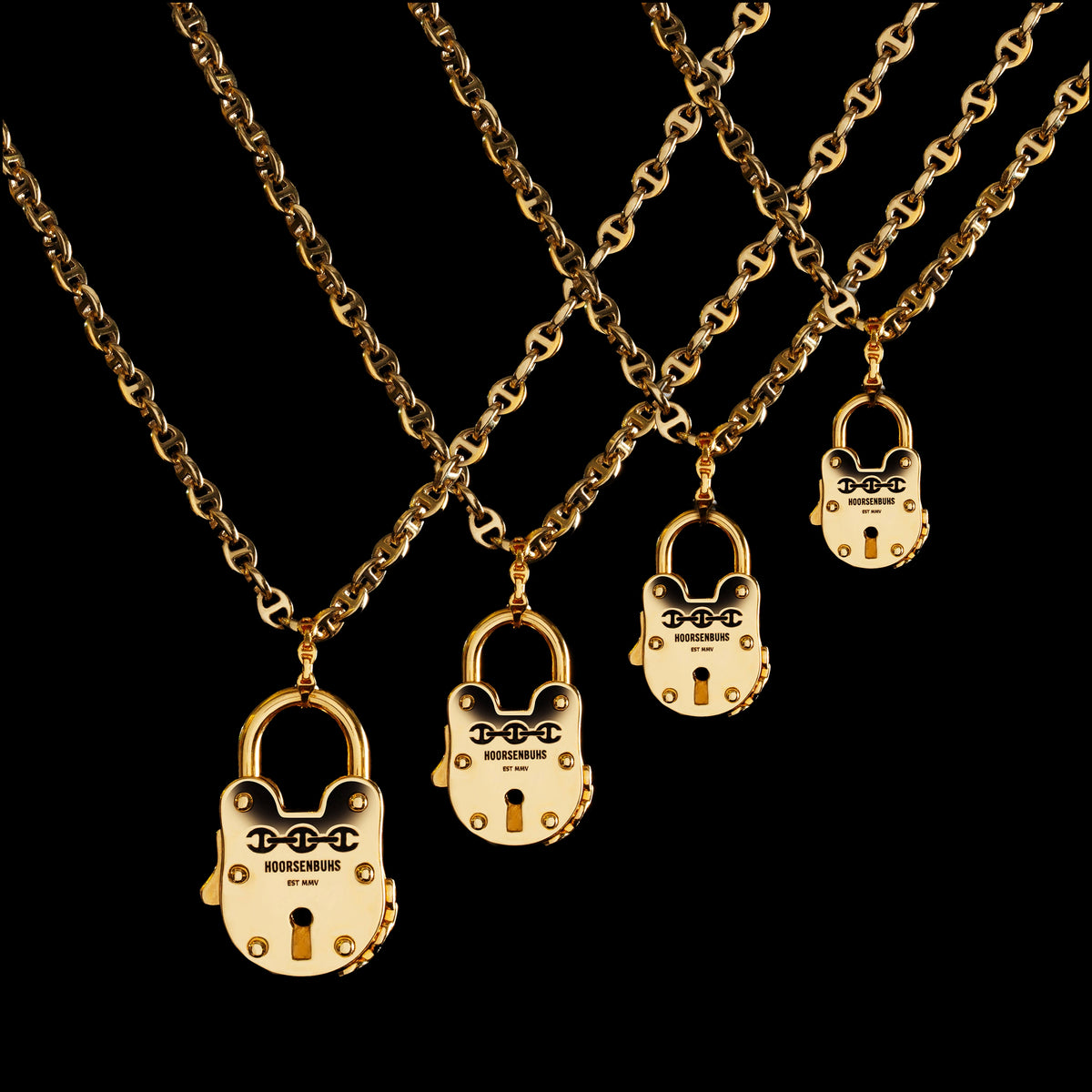 25mm Lock pendant in 18K gold, detail diagram, view 2